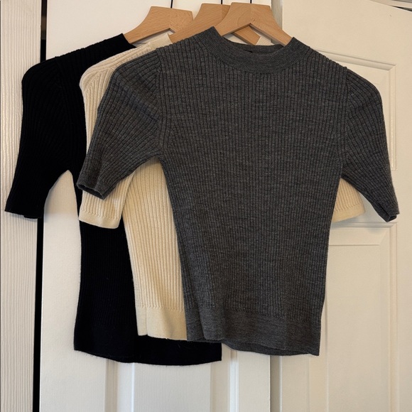 SET OF 3 - Merino Ribbed Sweater | Half Sleeve - Picture 4 of 4